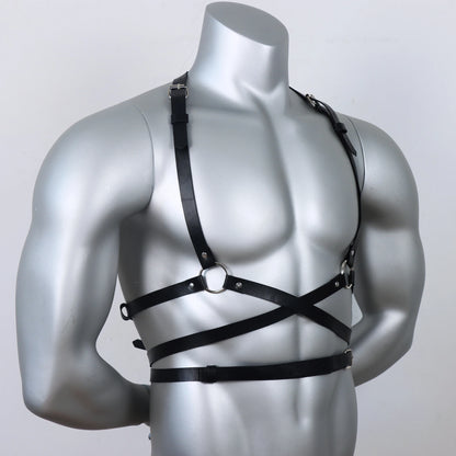 Men's Harness Leather Gay Men Chest Harness  Black Leather Men Accessories Upper  Body Men Harness