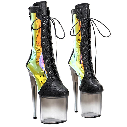 20cm/8inches PU upper Fashion  Ankle High Heel platform   Pole Dancing boot