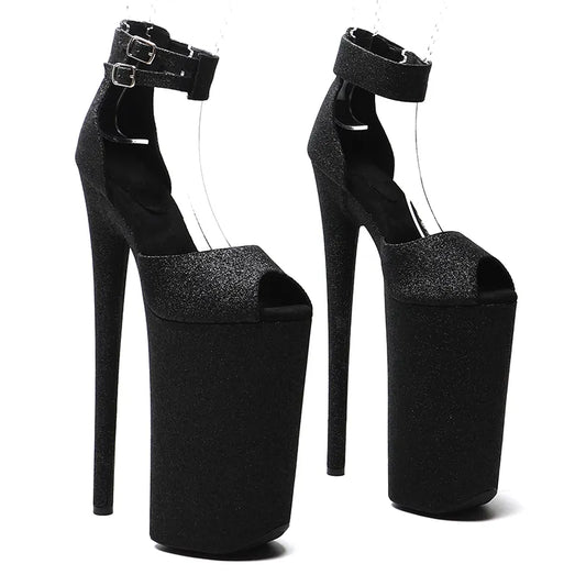 26CM/10inche  Glitter PU upper Open Toe   High Heel platform y exotic  party sandals   Pole Dance shoes