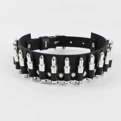 Punk Silver Color Spike Rivets Choker Necklace Leather Anime Necklaces Women Chokers Collar  Harness witch rave Necklace
