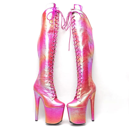 20CM/8inches Pole dancing shoes High Heel platform Boots closed toe Pole Dance boots  knee high boots 5B