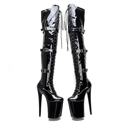 23CM/9inches Patent Upper  fashion  lady High Heel platform  Pole Dance boots