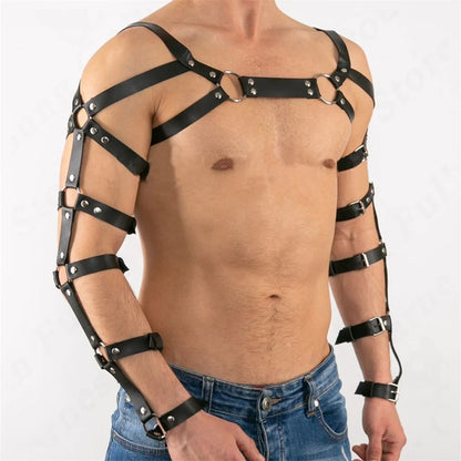 Lingerie For Men Leather Harness Adjustable  Gay Clothing y Body Chest Belt Male Straps Shoulder Punk Rave Costum