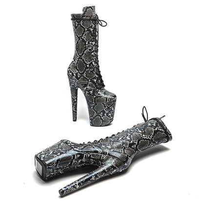 Snake 20CM/8inches Pole dancing shoes High Heel platform Boots closed toe Pole Dance boots