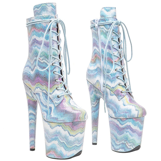 20CM/8Inch Genuine Leather  Women's Platform disco party High Heels Pole Dance boot