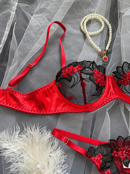 Fancy Lingerie Floral Lace Bra Set Bilizna Luxury Well-Looking Underwear y  Fairy Fine Lace Exotic Sets