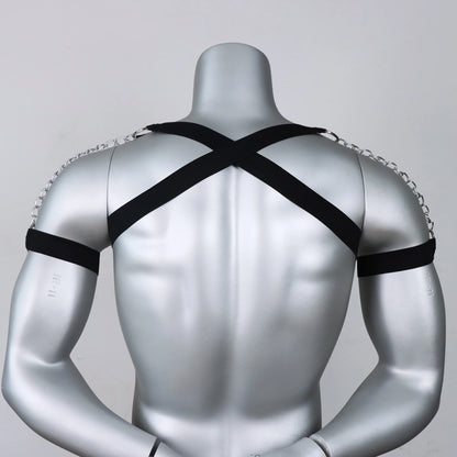 Male Chain Harness Adult Chest  Chain Black Elastic  Lingerie Belt ual Clothing  Clubwear Cosplay  Toy