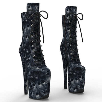 20CM/8inches Peacock feather  pattern Upper  Fashion trend   platform Pole Dance boot