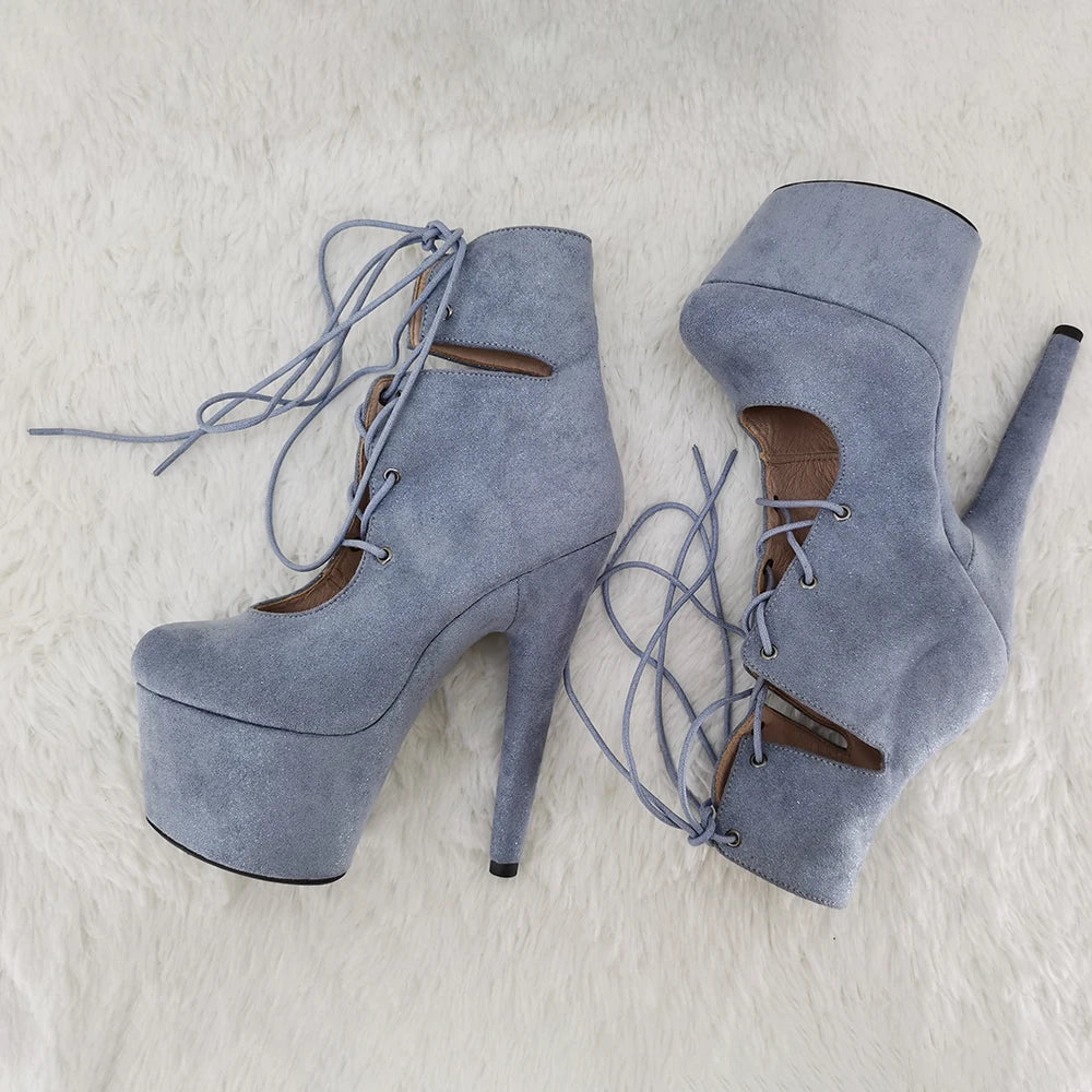 ankle boots  lace up upper  lady's High Heel 17CM/7inches  platform party  shoes Pole Dance boot