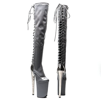 23CM/9inches Patent PU  fashion  lady  High Heel platform  Pole Dance boots