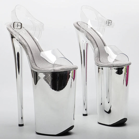 26CM/10inche    PVC  upper Open Toe   electroplate High Heel platform y exotic  party sandals   Pole Dance shoes