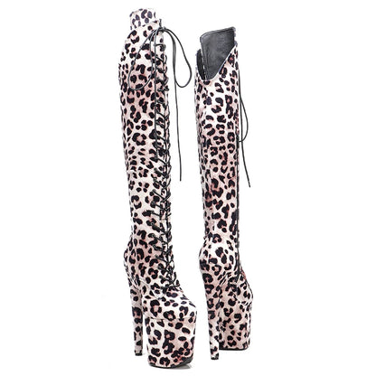20CM/8Inch Leopard Upper  Platform disco party High Heels Shoes Pole Dance boot