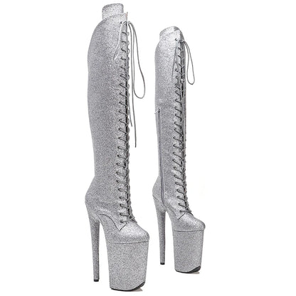 glitter PU upper y boots 23CM/9inches  High Heels Platform Pole Dance shoes