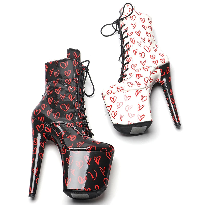Newest 20CM/8CM  PU upper  Two color Mix color   Pole dancing shoes High Heel platform Boots  Pole Dancing boot