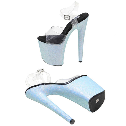 20cm/ 8inches PVC   upper  fashion y   glittering platform high heel   sandals  pole dance shoes