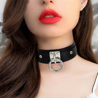 Gargantilla de cuero Sexy para mujer, collar Harajuku Kawaii de Metal de Color dorado, joyería turca de moda, collar gótico Punk para niña 