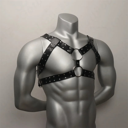 Leather Chest Harness Men with Armband  Gay Body  Cage  Crossed Harness Belts for Men Punk Gothic Male Costumes