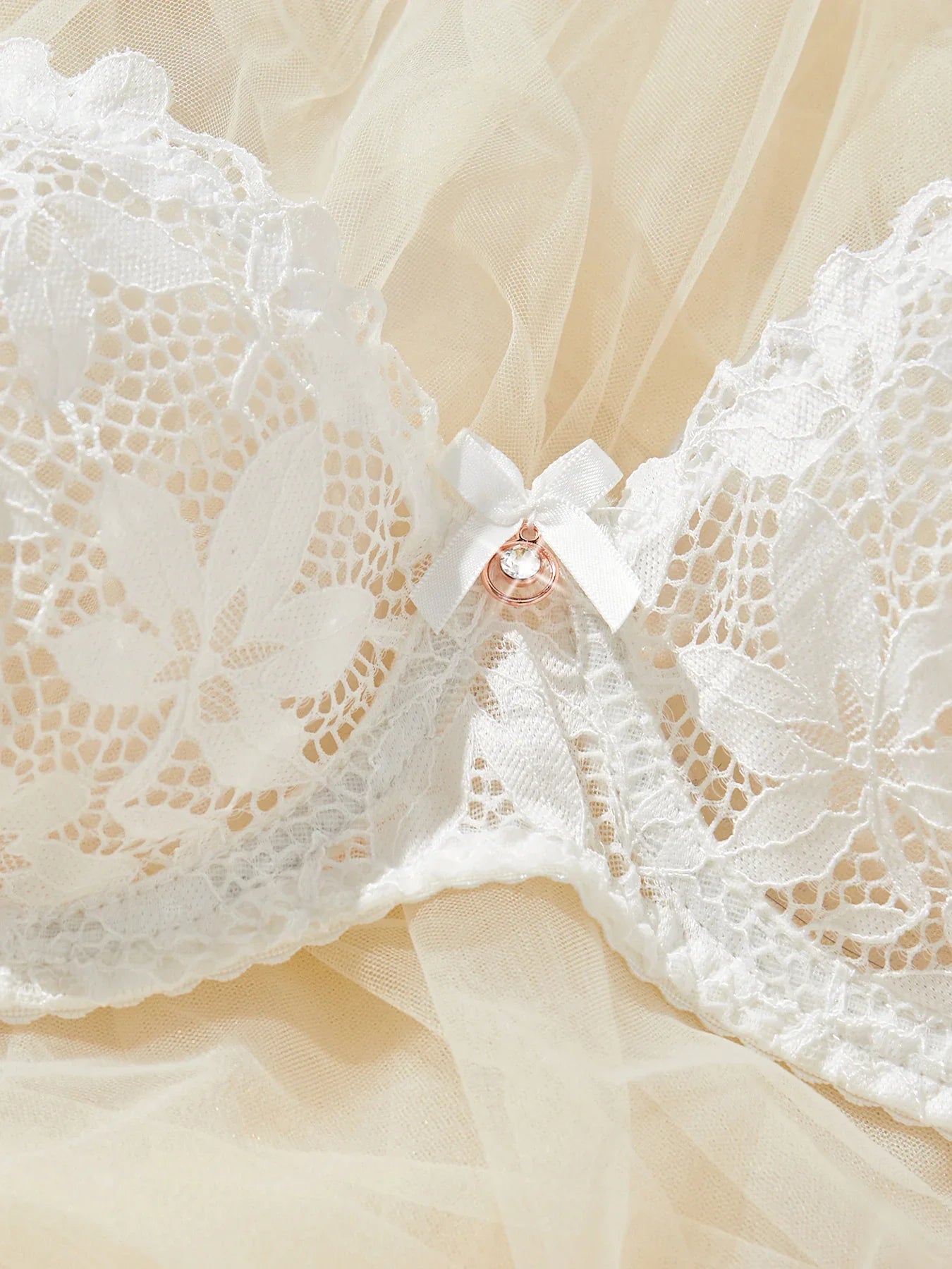 Ellolace Lingerie Sexy Woman Push Up See Through Floral Outfits Erotic Intim Goods White Soft Seamless Underwear Set