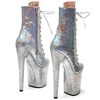 20CM/8inches Shiny PU  Pole dancing shoes High Heel platform Boots closed toe Pole Dance boots