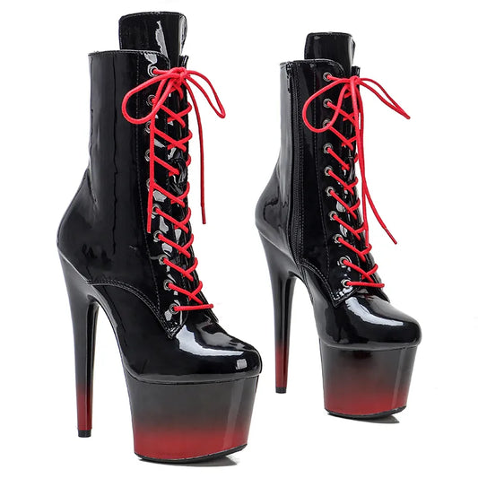 17CM/7inches  Patent PU upper   Platform  Fashion  party High Heels  Pole Dance boot