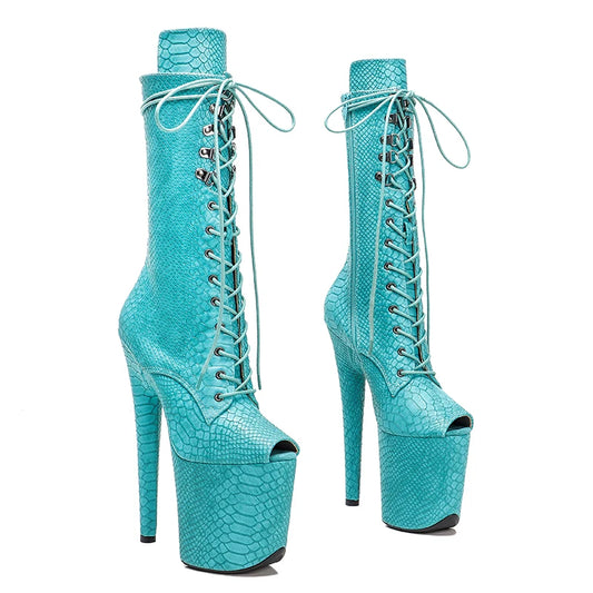 Green UPPER 20CM/8Inch Women's Platform disco party High Heels Shoes Pole Dance boot