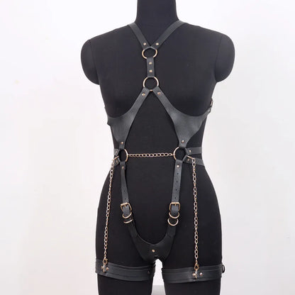 Harness Handmade Chains Pu Leather Garter Woman Fashion Belts Goth Punk Body  Festival Rave Clothing Accessories