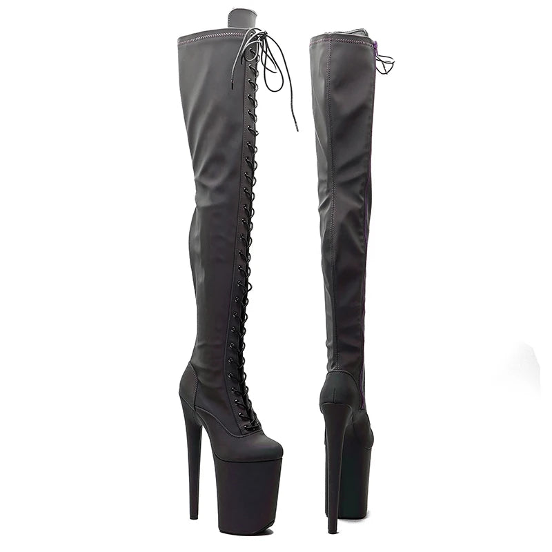 23CM/9inches Reflective material PU  fashion  lady  High Heel platform  Pole Dance boots