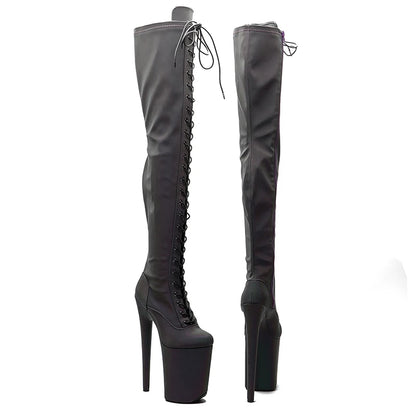 23CM/9inches Reflective material PU  fashion  lady  High Heel platform  Pole Dance boots