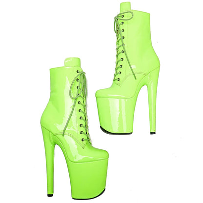 20CM/8inch Green PU upper high heel platform Pole Dance boot