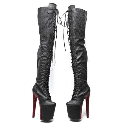 20CM/8inches  Women New Design  Extreme High Heel   Lap Dancing Stripper Shoes Platform Lace-up 5B