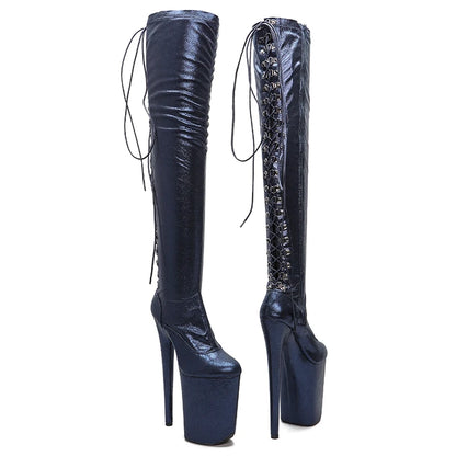 23CM/9inches lace-up fashion  lady High Heel platform  Pole Dance boots