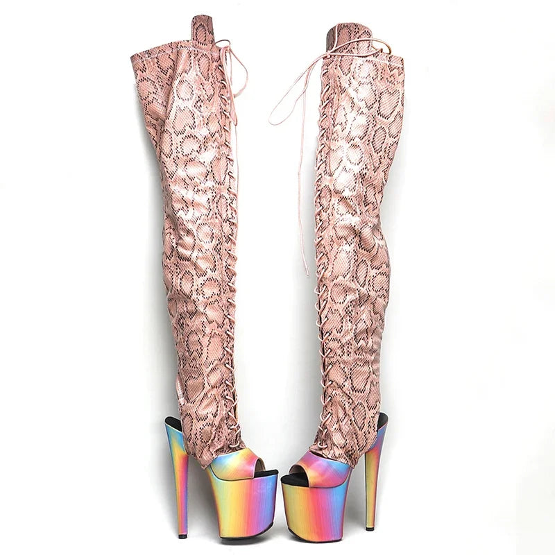 Serpentine high heel boot covers shoe set long boots cover