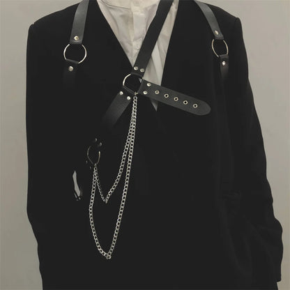 Gay Men Harness One Shoulder Back PU Leather  Harness Body Chain Harness Carnival Costumes Rave Outfit  Festival Wear