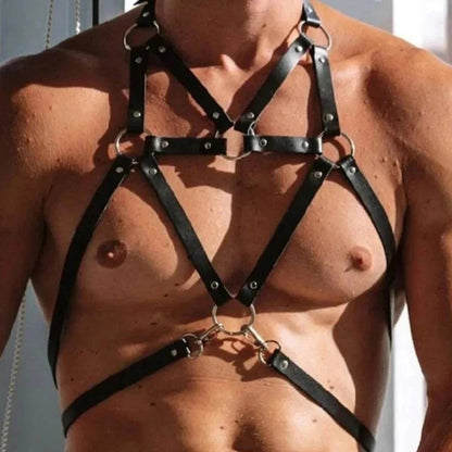 Bdms Exotic Body Leather Harness Male  Lingerie Chest Straps Adjustable Buckle For y Mens Harness For   Rave