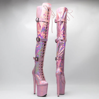 20CM/8inches Snake skin Upper exy exotic young trend fashion  boots High Heel   platform Pole Dance boot