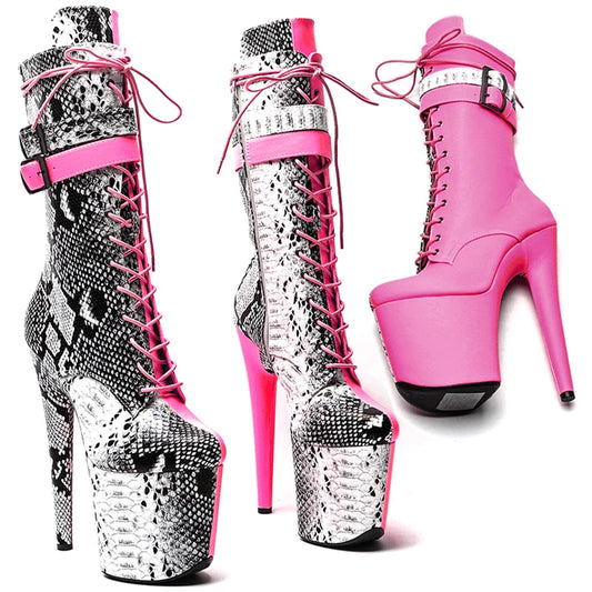 20CM/8Inch color matching  boots heel platform  ankle y  boots model nightclub super high heel   4BY