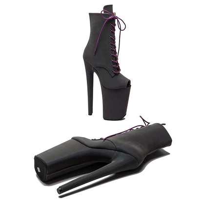 23CM/9inches  Reflective material  PU open toe   Pole dance shoes High Heels Pole Dance boot