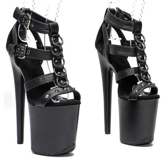 20cm/ 8inches matte PU sandals lady fashion party platform high heel sandals Nightclub Stage pole dance shoes