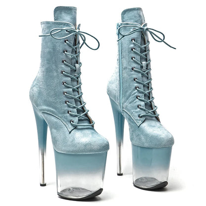 20CM/8inches Suede Upper lady ankle boots High Heel crystal  platform Pole Dance boot