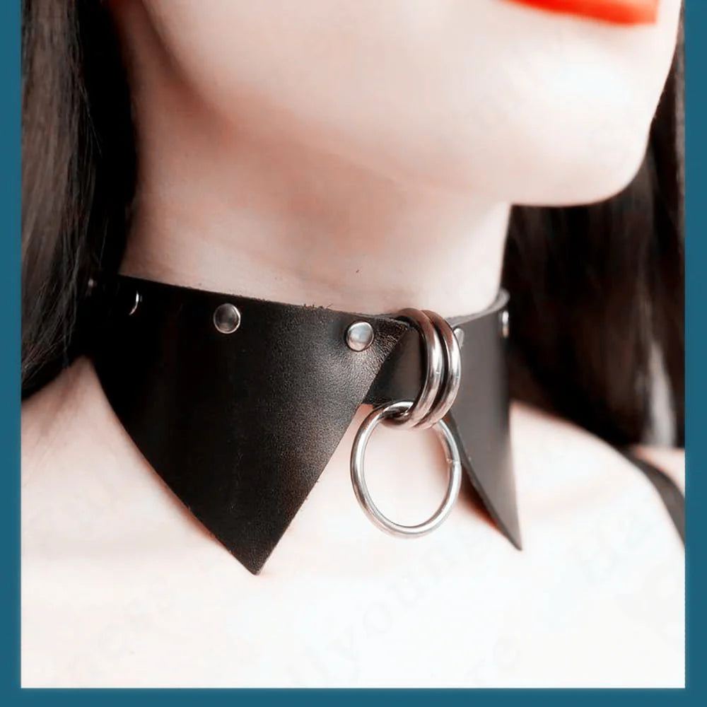 Goth Harajuku Leather Collar Bow Tie Necklace y Harness Woman  Lead Rope Choke Slave Adjustable Jewelry Accessories