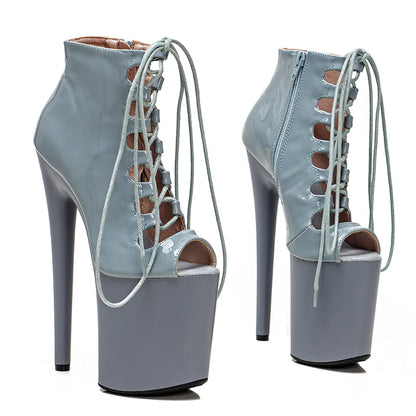20CM/8inches Patent upper Pole dancing shoes High Heel over knee  Pole Dance boots