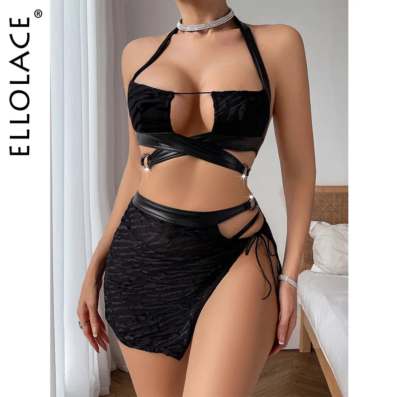 Ellolace Sexy Lingerie Festival Outfit Sets For Women Night Club New In Matching Sets Ensemble 3-piece Beach Holiday Outfits