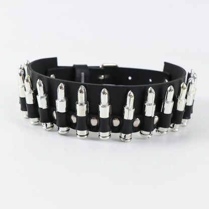 Punk Silver Color Spike Rivets Choker Necklace Leather Anime Necklaces Women Chokers Collar  Harness witch rave Necklace