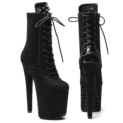 20CM/8inches  Suede upper with patent PU   Nightclub  Stiletto Pumps High Heels Women's Party Shoes