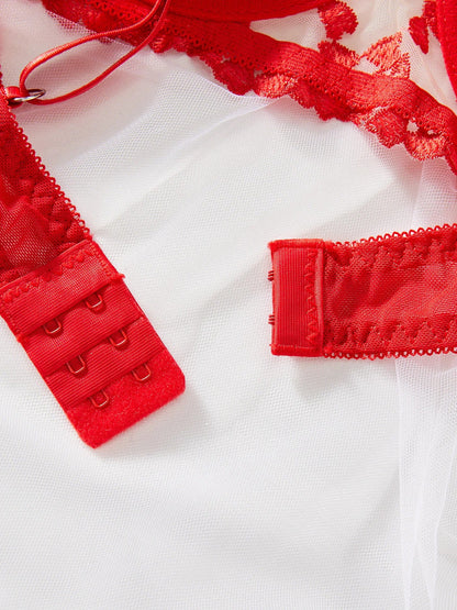 Ellolace Lingerie Women's Underwear Sexy And Hot Heart Embroidery Transparent Bra Attractive Chest Sensual Costumes Uncensored