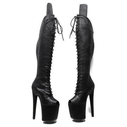 20CM/8inches Women New  Extreme High Heel pole  Dancing Stripper Shoes y Platform  knee high boots 5B