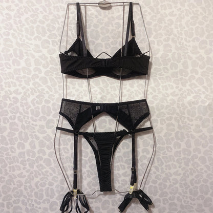 Polka Dot Lingerie Attractive Bilizna Set Transparent Lace Underwear Seamless Bra Set   Push Up  Suit