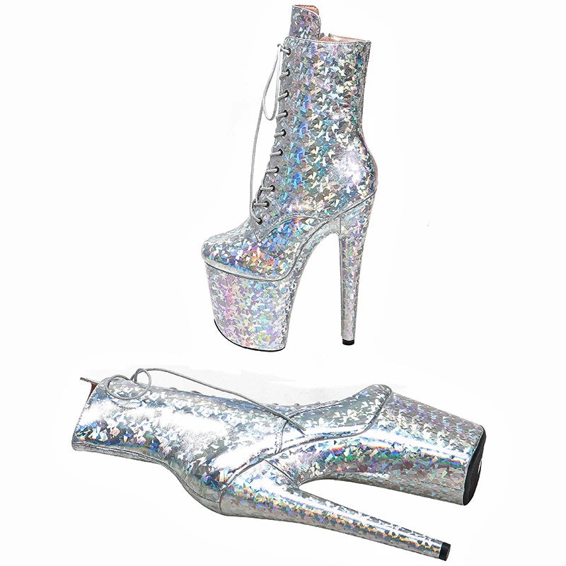 20CM/8Inch Genuine Leather Women's Platform disco party High Heels Pole Dance boot