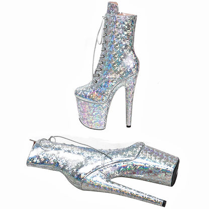 20CM/8Inch Genuine Leather Women's Platform disco party High Heels Pole Dance boot