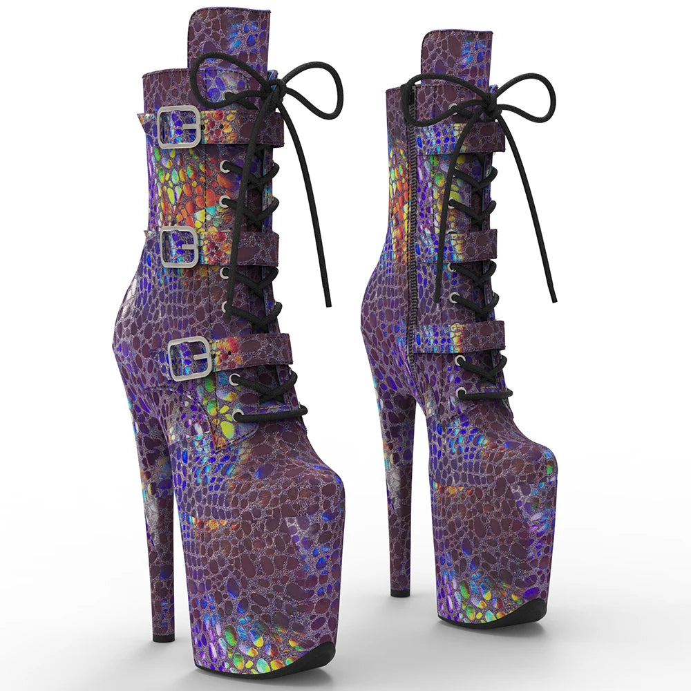 20CM/8inches PU  Upper  colorful   color platform Pole dance shoes High Heels Pole Dance boot